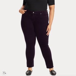 Lauren Ralph Lauren Premier Straight Corduroy Jean Plum Wine Size 16